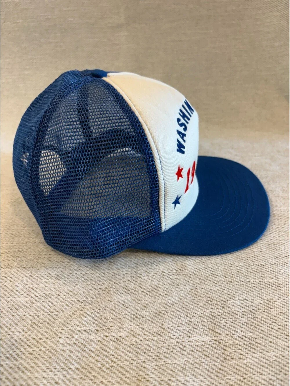 Vintage 1985 Washington DC Capitol Building Trucker Hat Snapback Blue Foam VTG